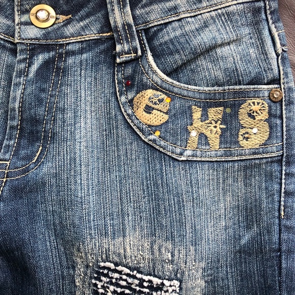 Fancy Indigo Blue Stone washed, boot cut, stretch, low rise, women’s jeans. - Picture 7 of 13